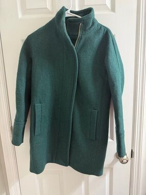 JCREW Dark Green Wool  Zip Coat Size 0